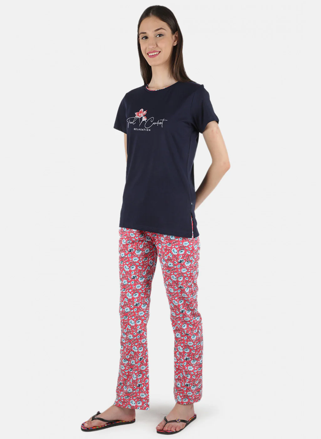Women Navy Blue Printed Lower Set - Image 2