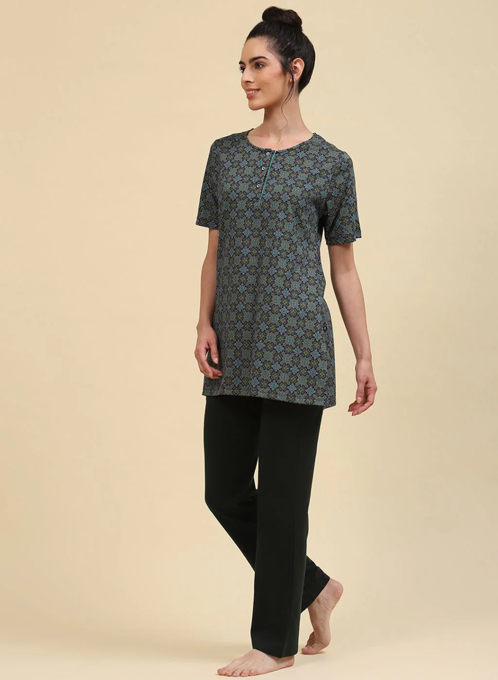 Women NAvy Blue Printed Lower Set - Image 2