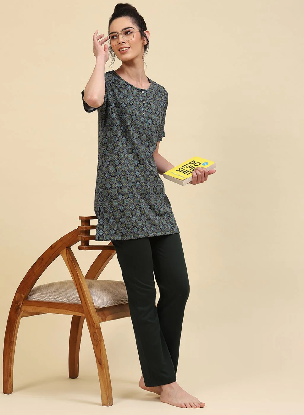 Women NAvy Blue Printed Lower Set - Image 5
