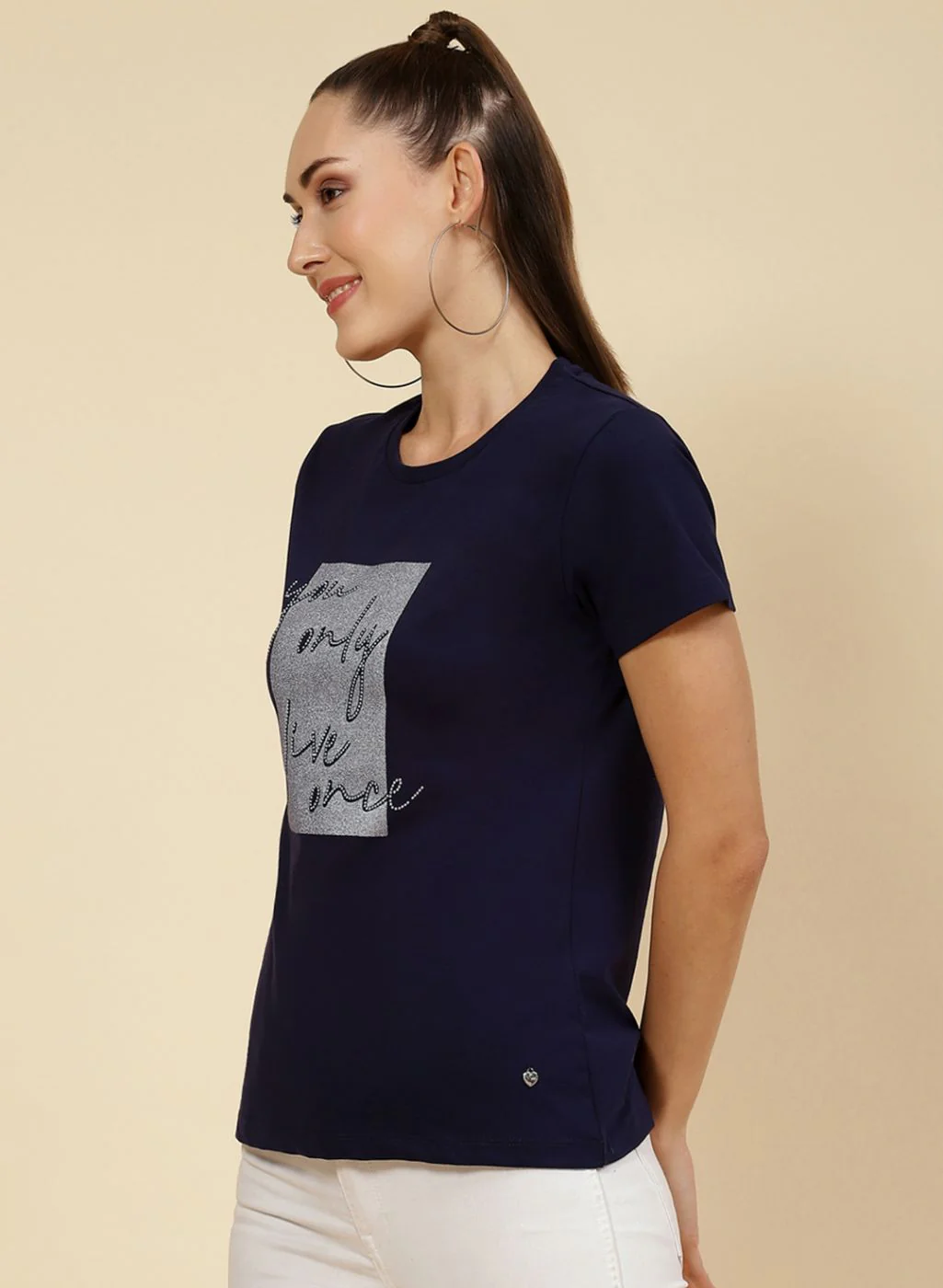 Women NAvy Blue Printed Top - Image 3