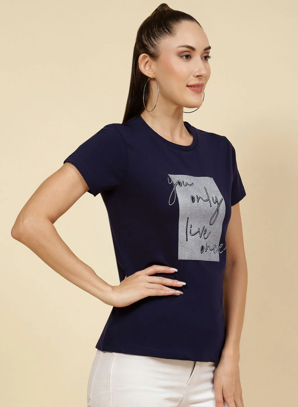 Women NAvy Blue Printed Top - Image 4