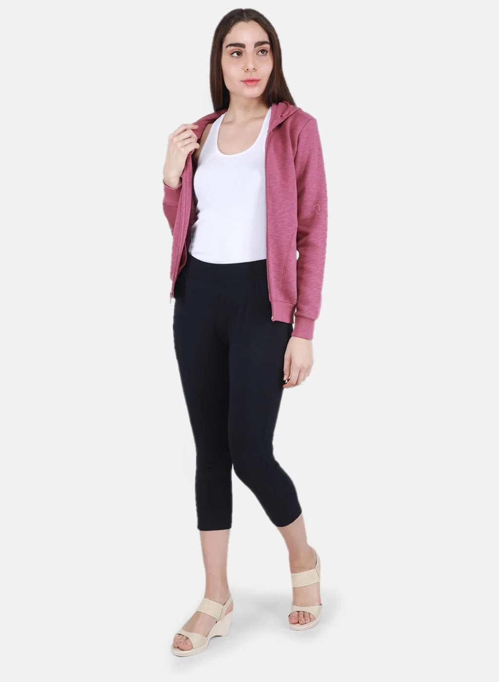 Women NAvy Blue Solid Capri - Image 4