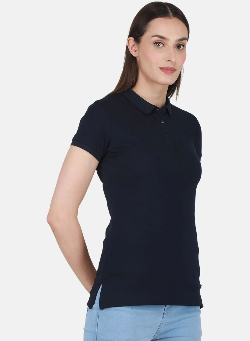 Women NAvy Blue Solid T-Shirt - Image 6