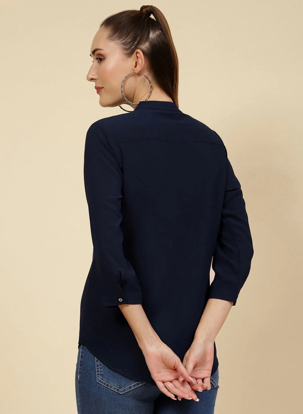 Women NAvy Blue Solid Top - Image 5
