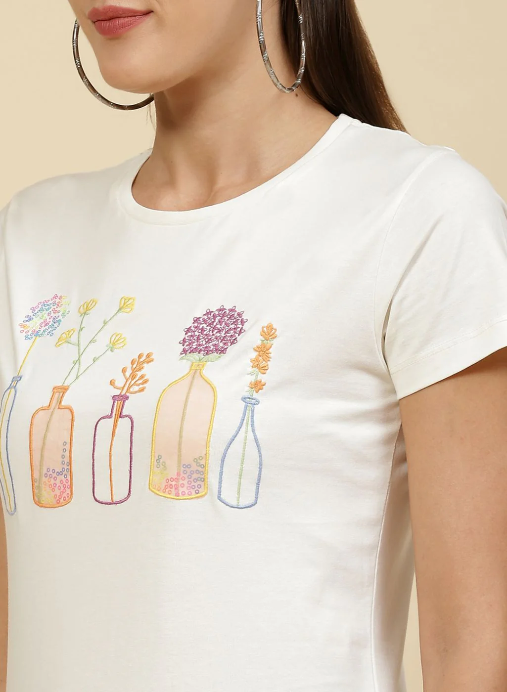 Women Off White Embroidered Top - Image 6