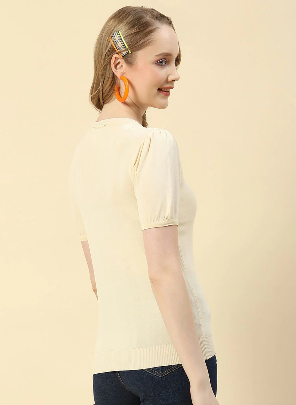 Women Off White Plain Top - Image 5