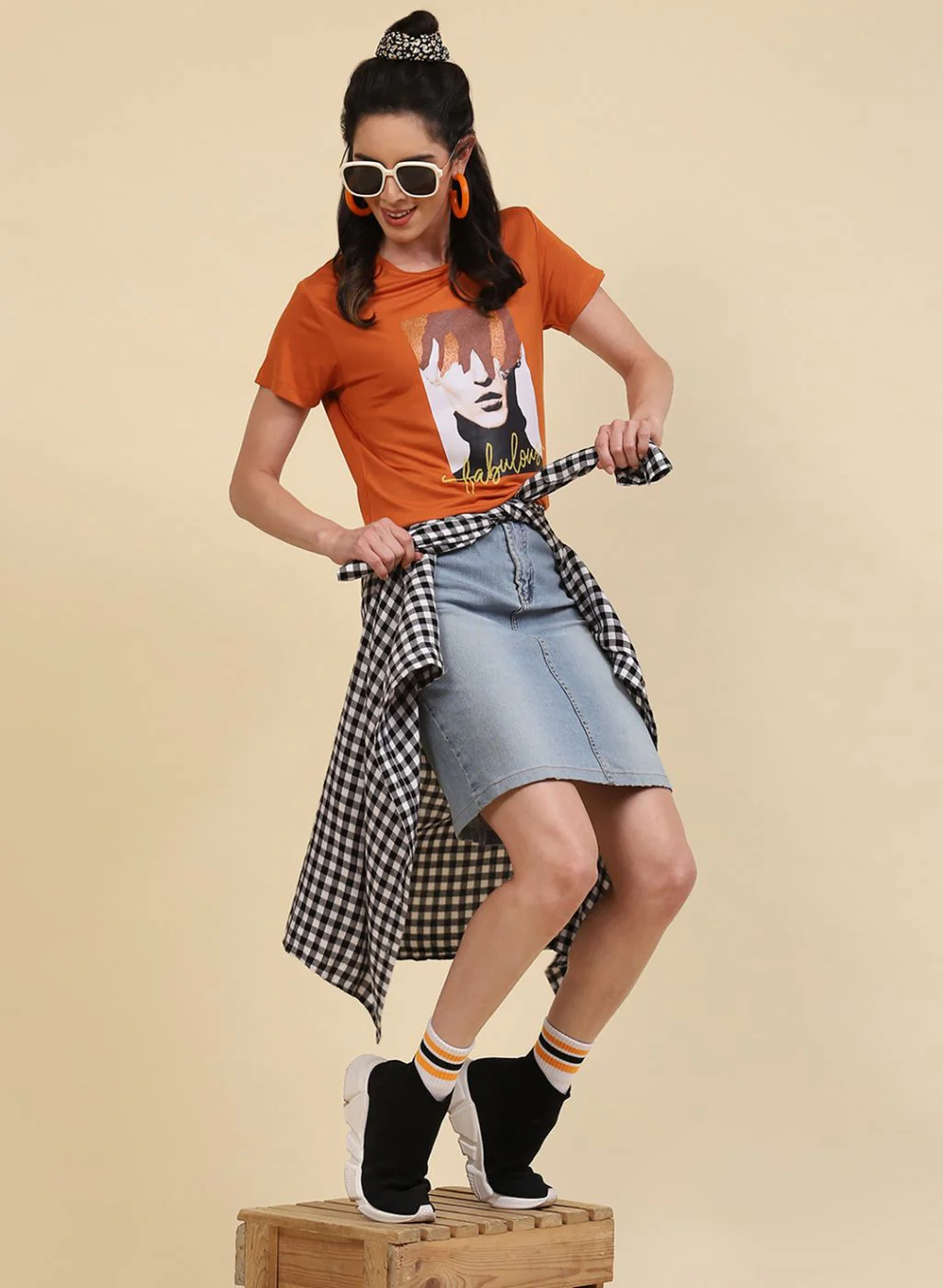 Women Orange Printed Top - Image 5