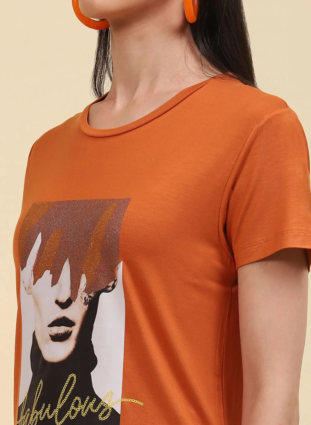 Women Orange Printed Top - Image 6