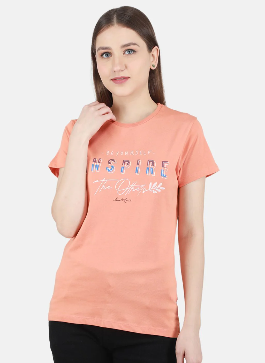 Women Peach & Blue Printed Top 2 Pc Set - Image 2