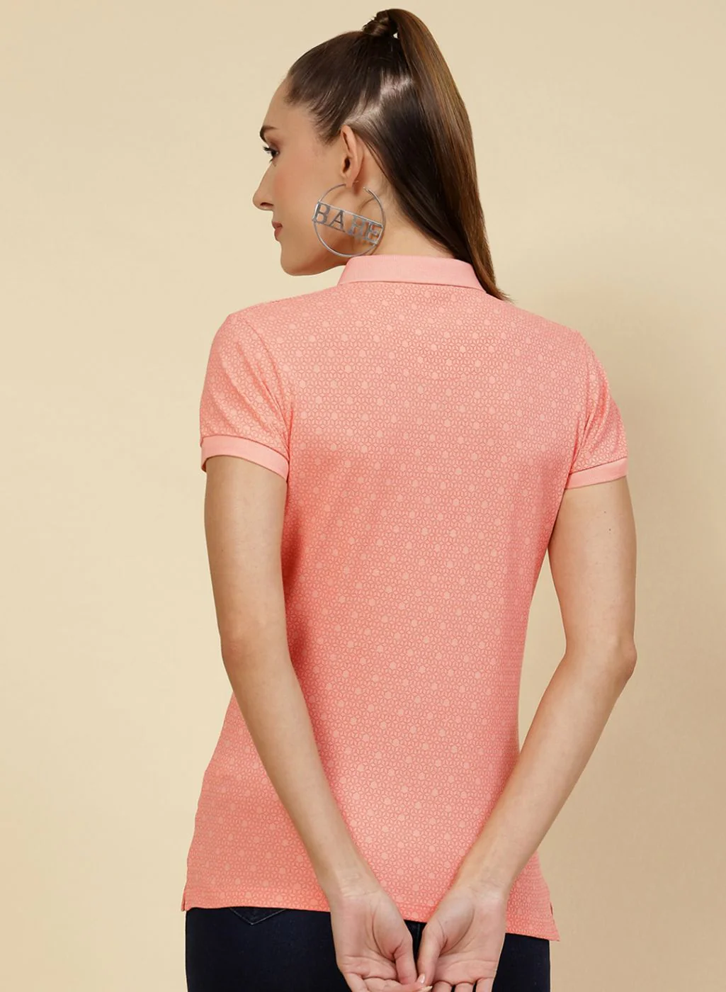 Women Peach Printed T-Shirt - Image 5