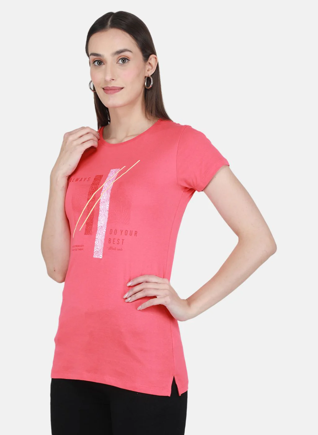 Women Pink & Mustard Printed Top 2 Pc Set - Image 3