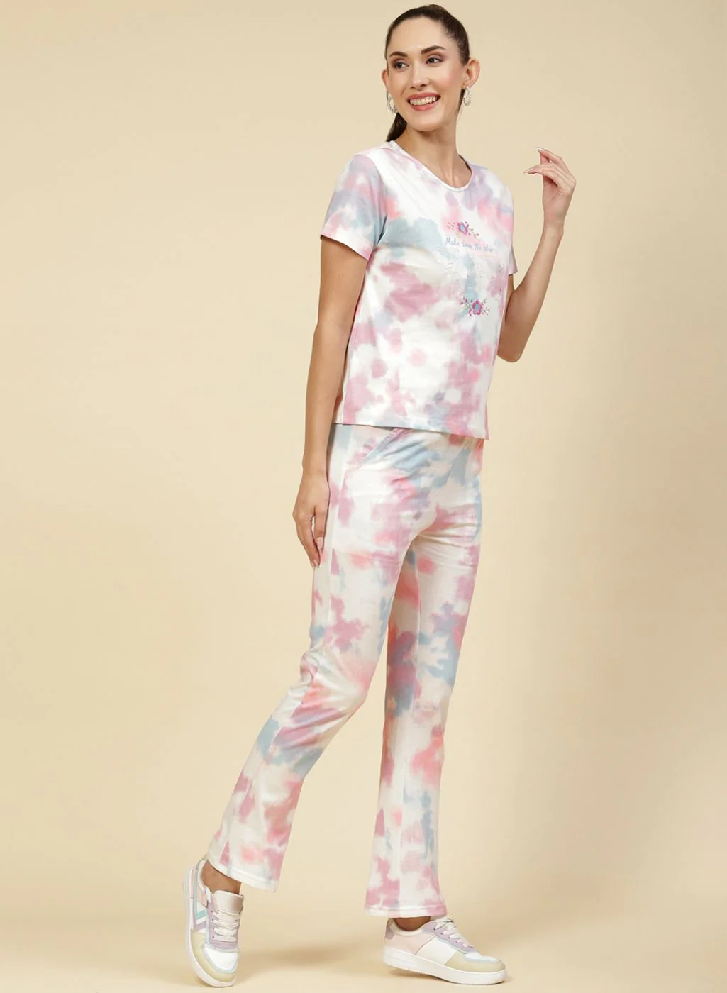 Women Pink Printed CoordiNAte Set - Image 4