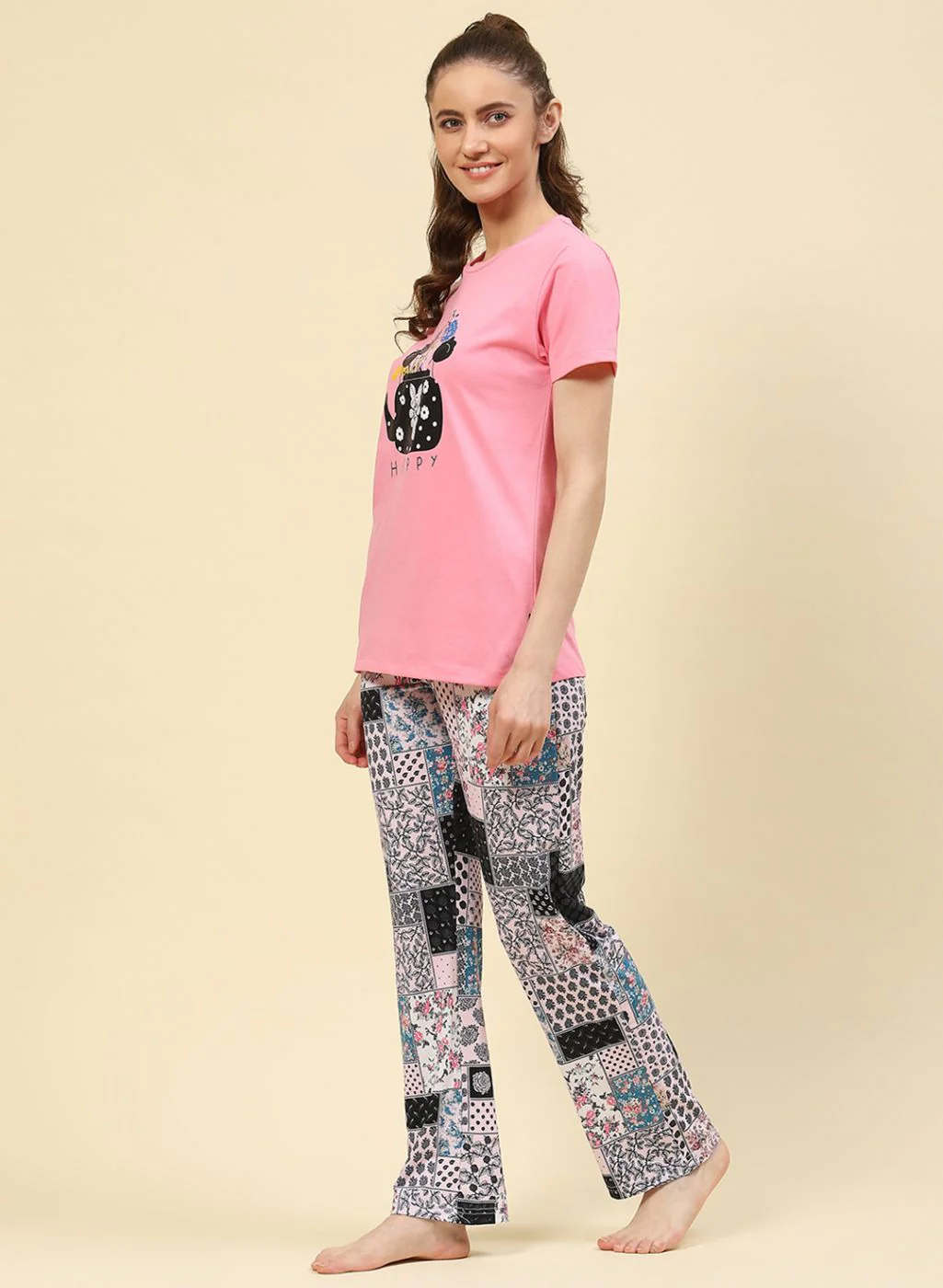 Women Pink Printed Lower Set - Image 2