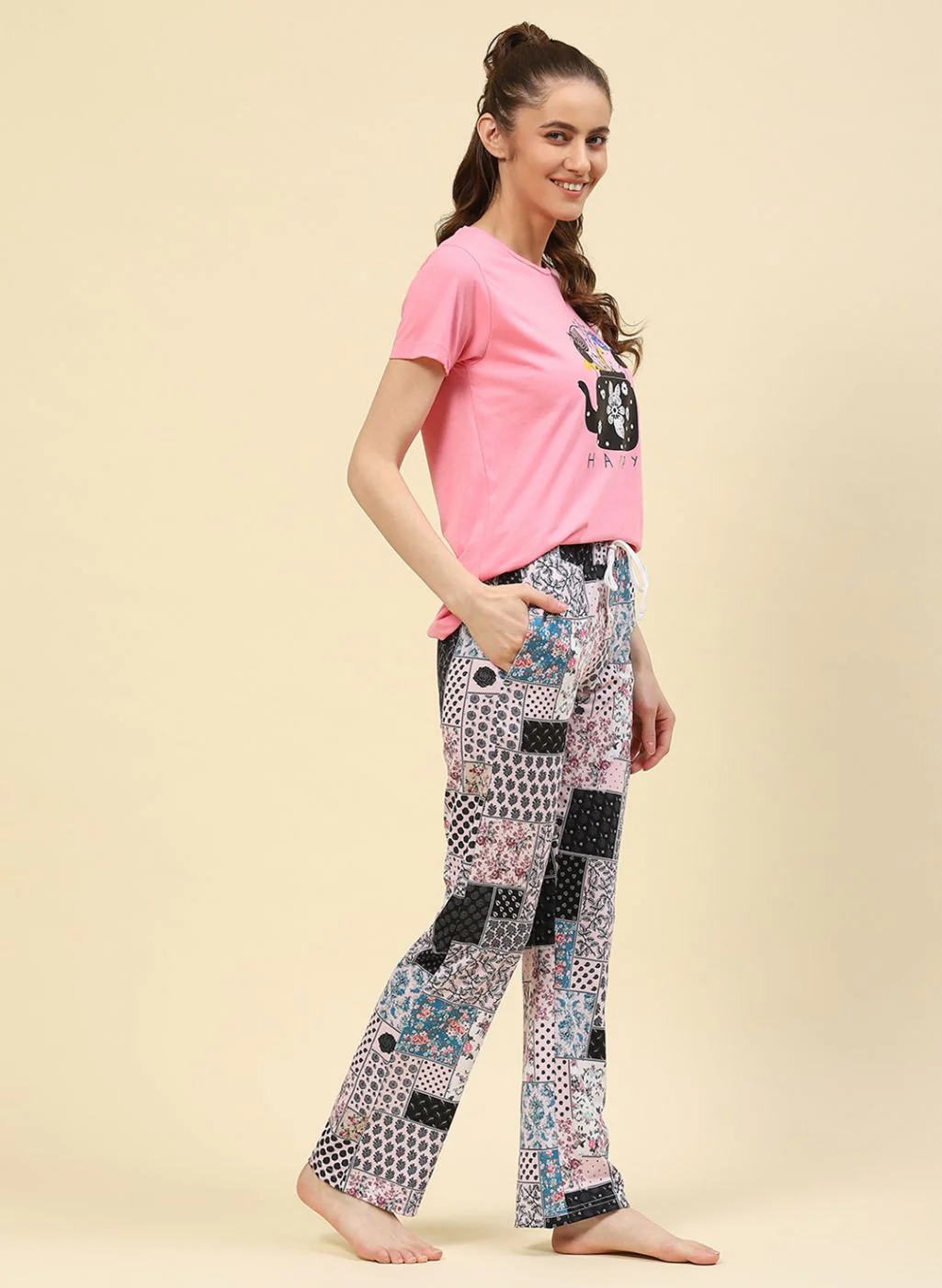 Women Pink Printed Lower Set - Image 3