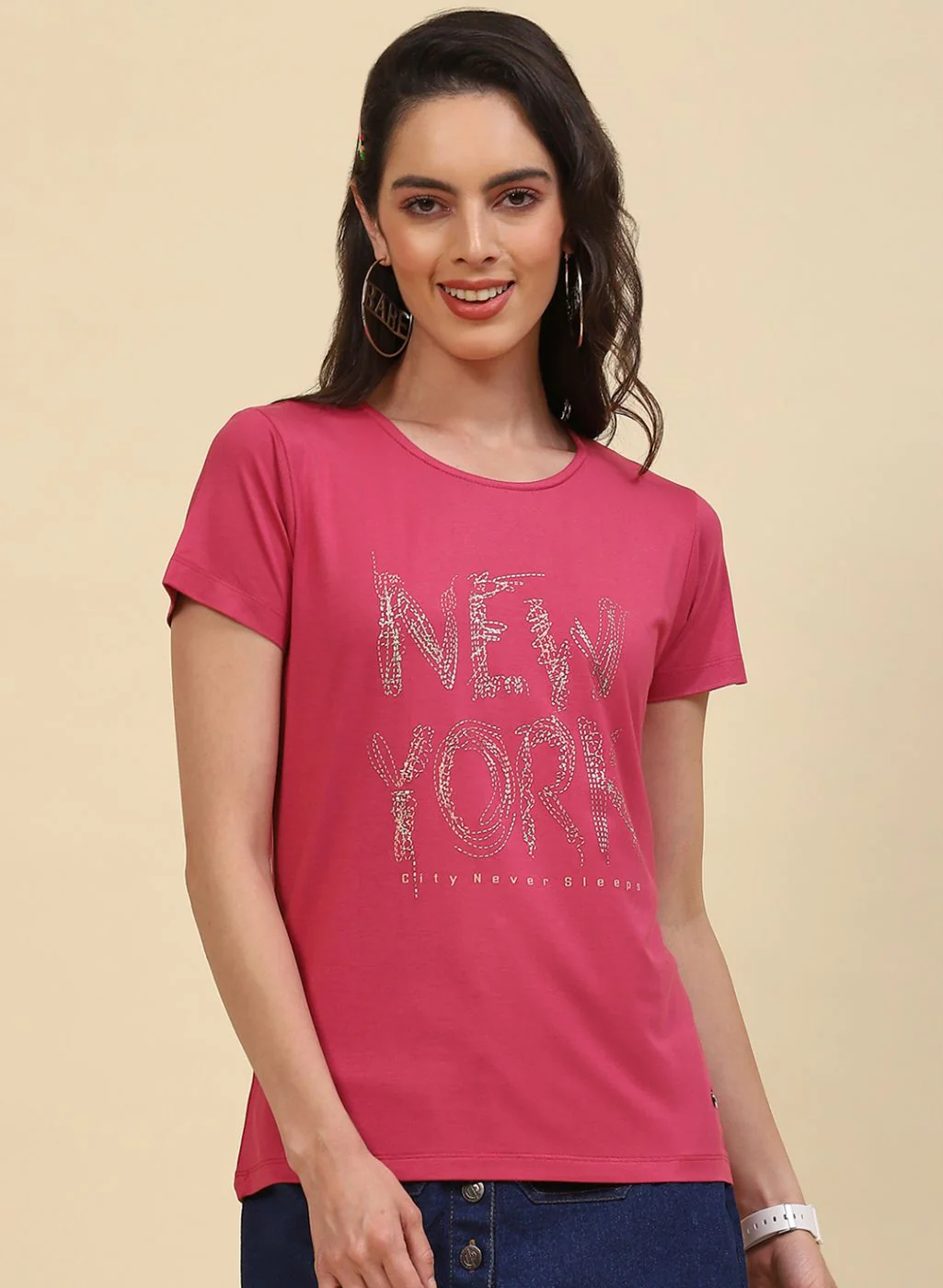 Women Pink Printed Top - Image 2