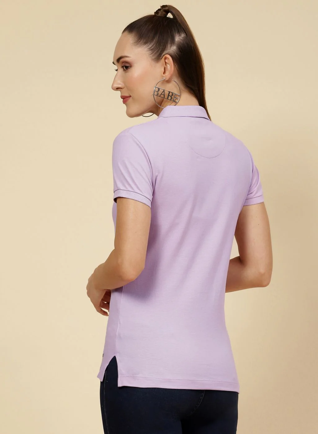 Women Purple Solid T-Shirt - Image 5