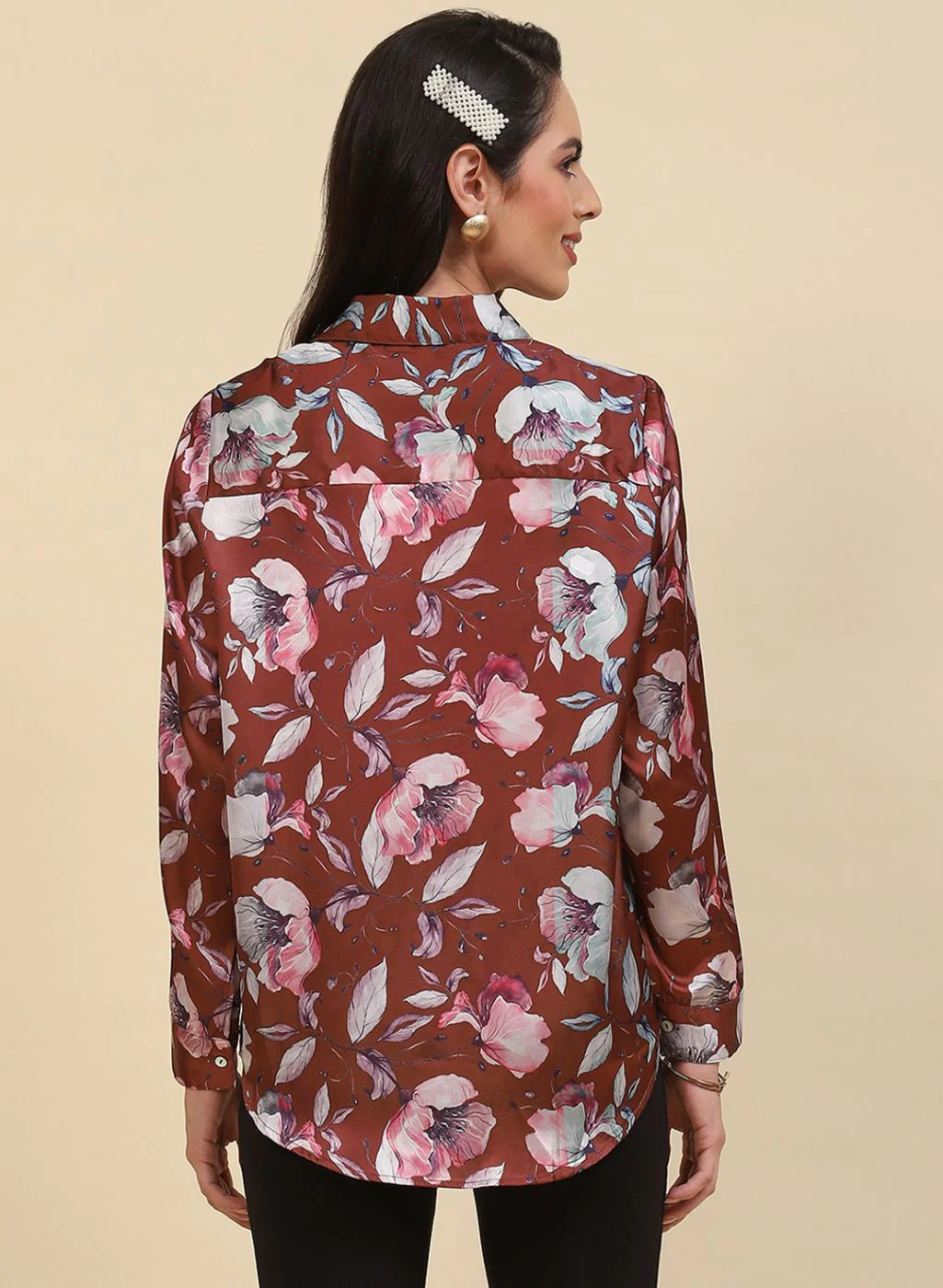 Women Rust Brown Printed Top - Image 5