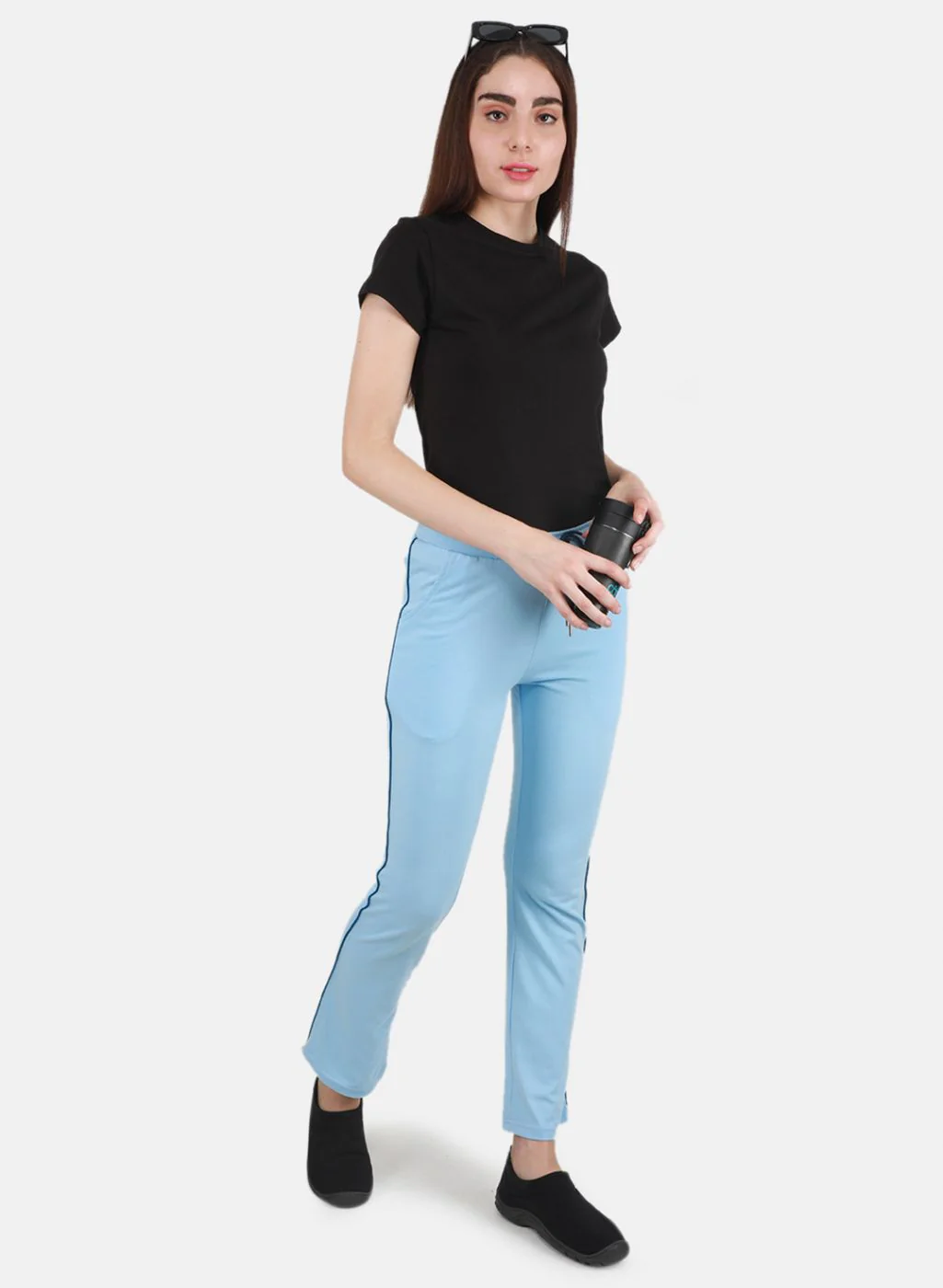 Women Sky Blue Regular Fit Lower - Image 4