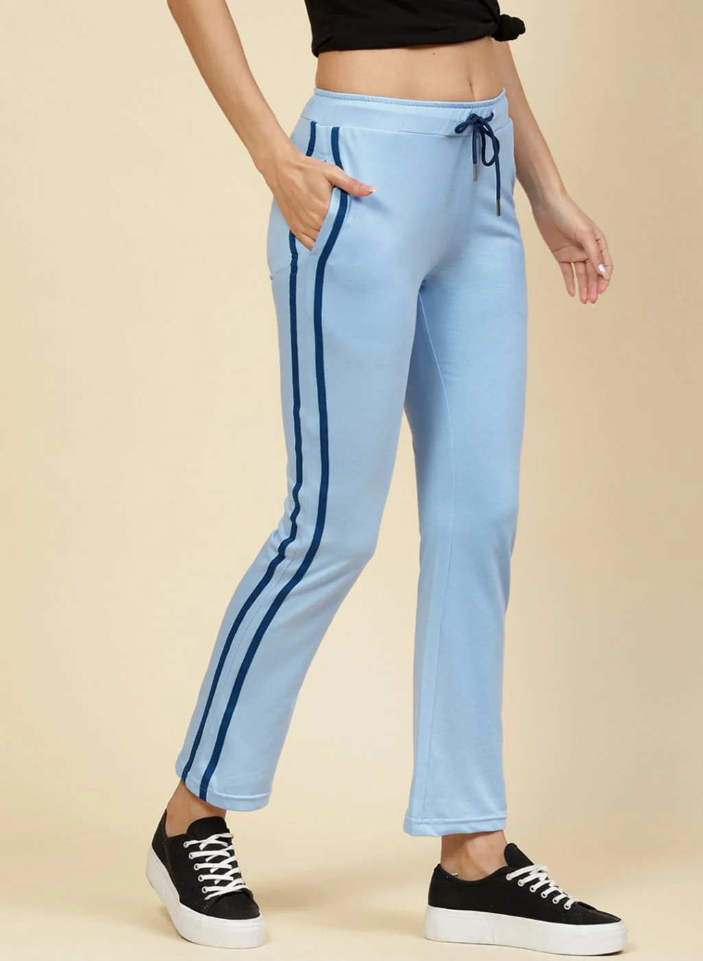 Women Sky Blue Regular Fit Lower - Image 4