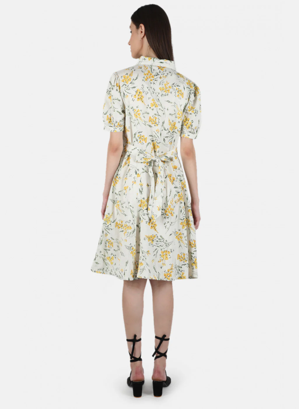 Women Yellow Printed Dress - Image 3