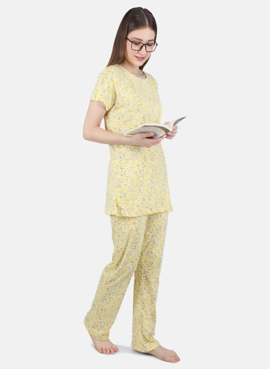 Women Yellow Printed Lower Set - Image 4