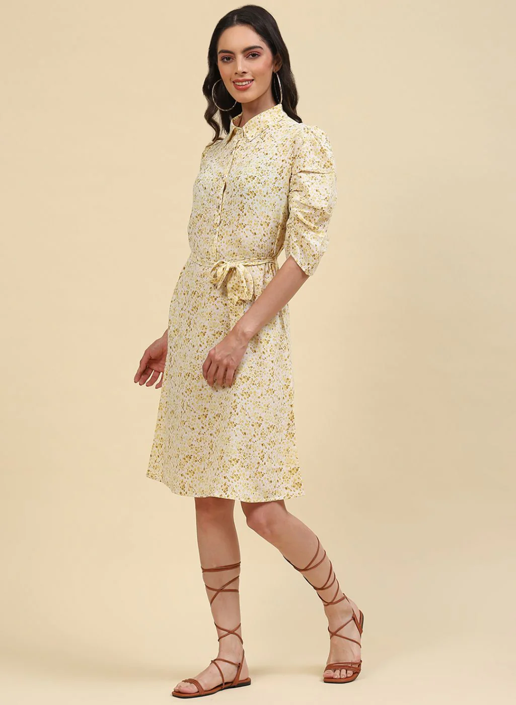 Women Yellow Printed Tunic - Image 2