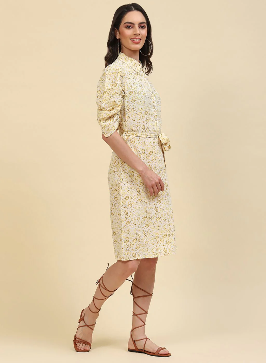 Women Yellow Printed Tunic - Image 3