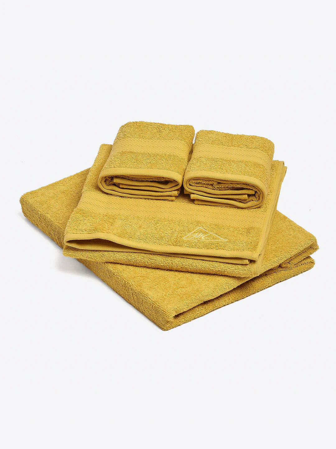 Mustard Cotton Solid 380 GSM 2 Bath Towel & 2 Hand Towel - Image 2