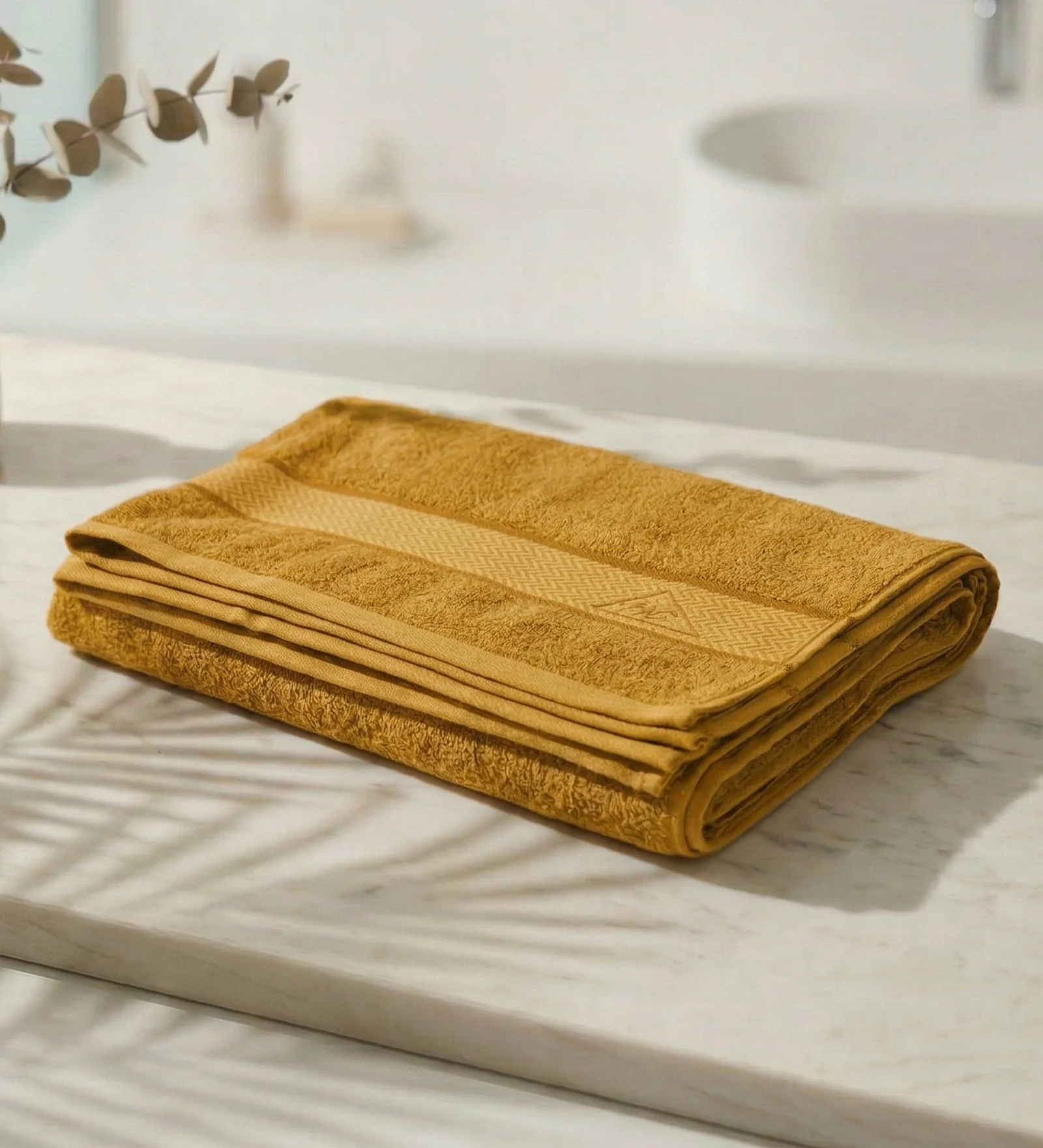 Mustard Pure Cotton Solid 450 GSM Bath Towel 1 Piece (Oasis Collection) - Image 2