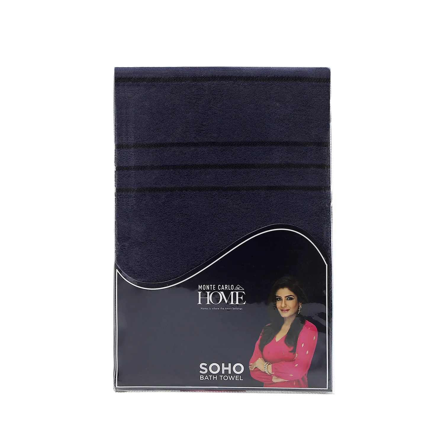 Navy Blue Cotton 350 GSM Bath Towel - Image 5