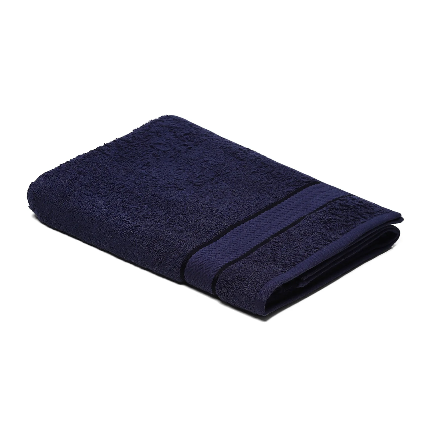 Navy Blue Cotton 450 GSM Bath Towel - Image 2