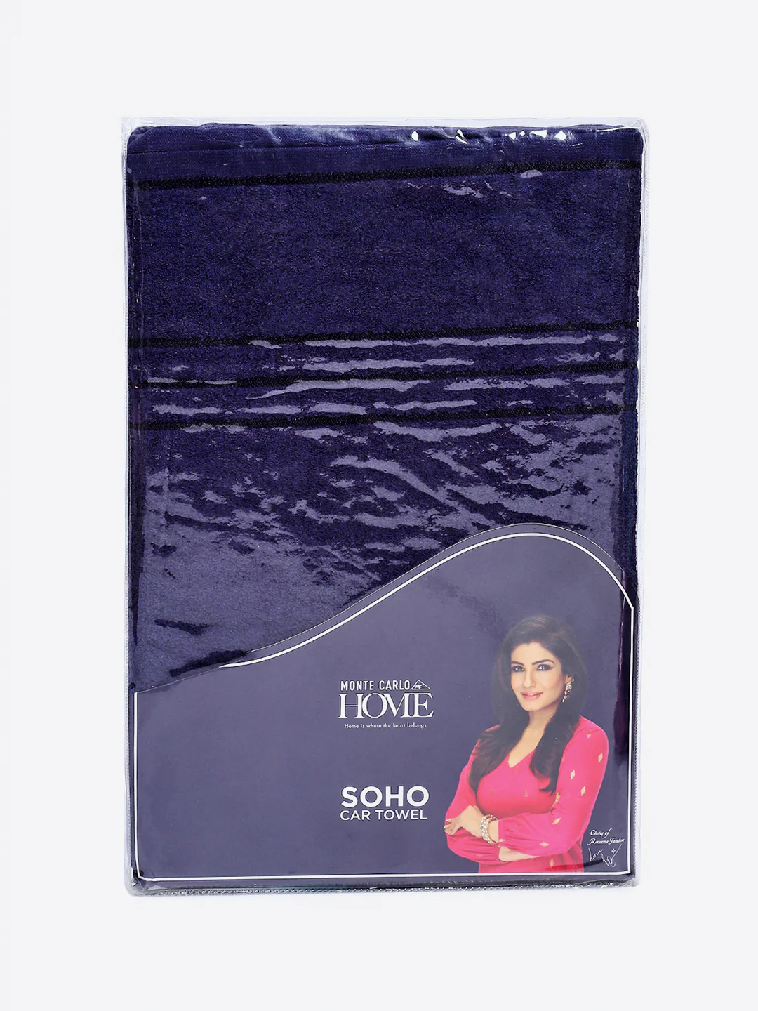 Navy Blue Cotton Solid 350 GSM Car Towel (Soho) - Image 5