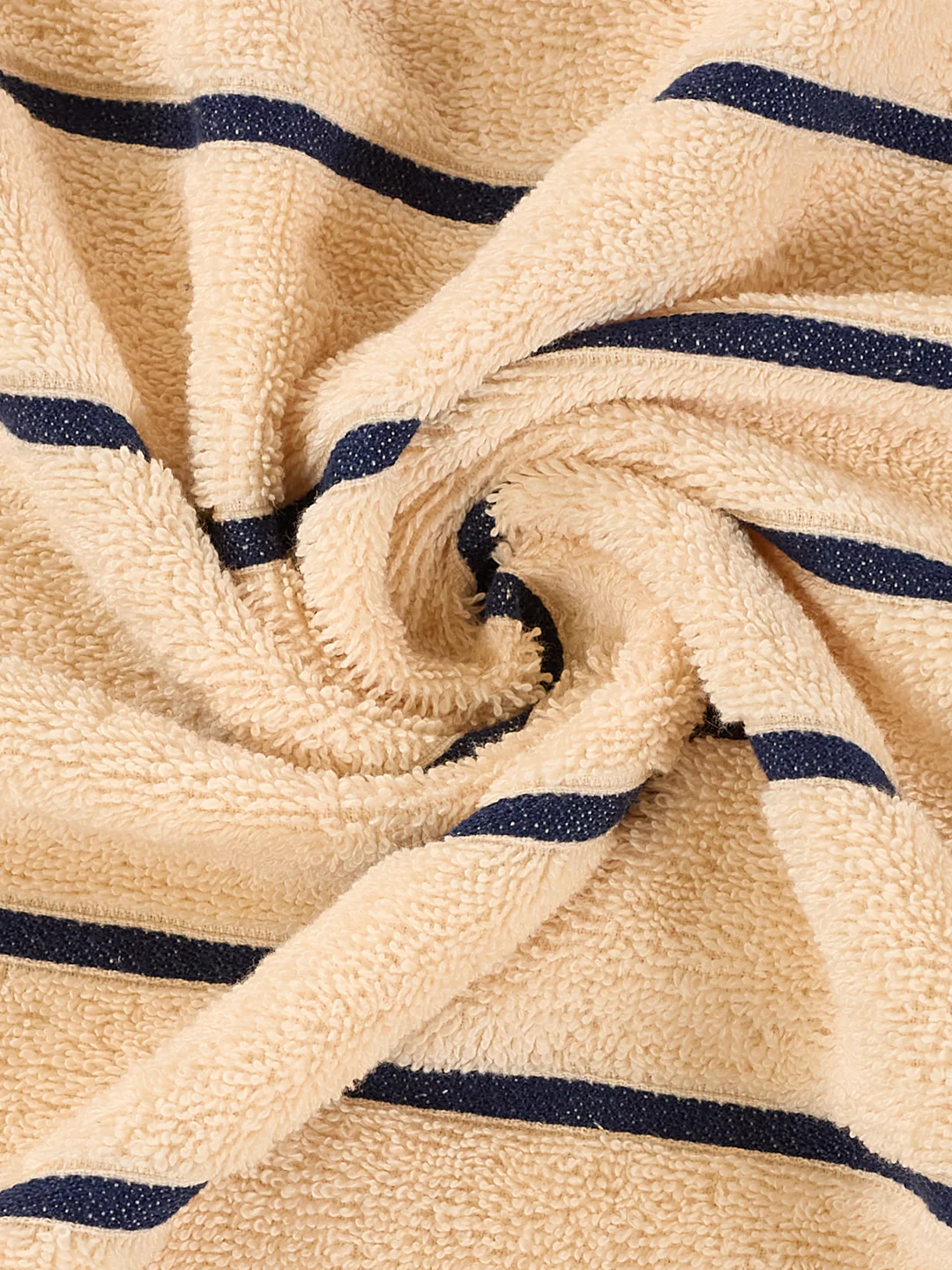 Navy Blue & Light Beige 100% Cotton Solid 480 GSM Bath Towel King & Queen 2 Pc Set Gifting Box Pack - Image 8