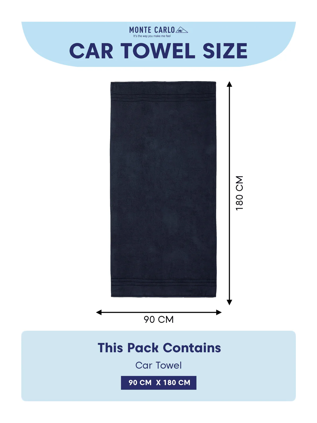 Navy Blue Pure Cotton Solid 340 GSM Car Towel 1 Piece (Soho Collection) - Image 7