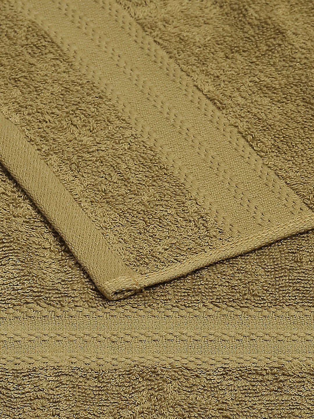 Olive Cotton Solid 380 GSM 2 Bath Towel & 2 Hand Towel - Image 4