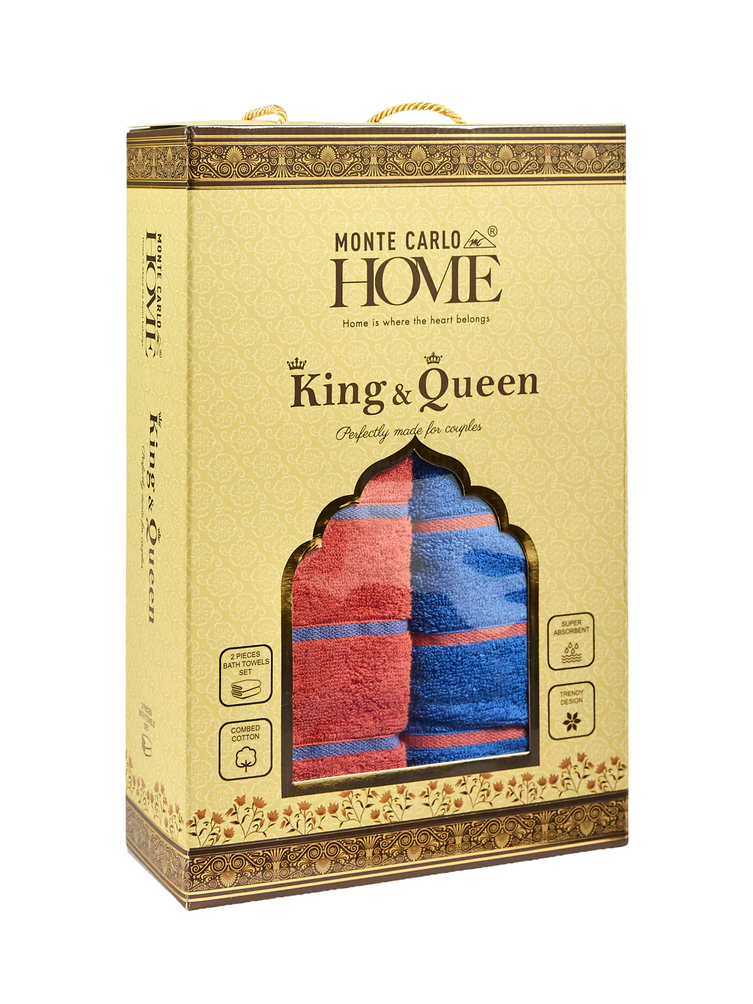Orange & Blue 100% Cotton Solid 480 GSM Bath Towel King & Queen 2 Pc Set Gifting Box Pack - Image 16