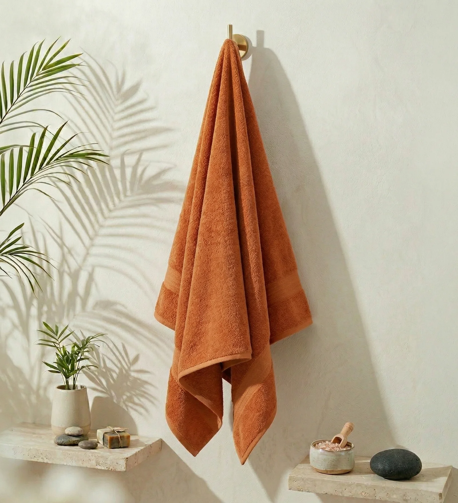 Orange Pure Cotton Solid 380 GSM Bath Towel 1 Piece (Jazz Collection)