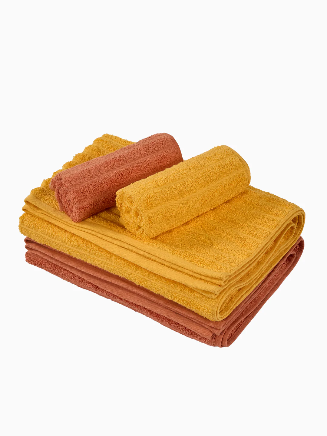Orange & Yellow 100% Cotton Solid 500 GSM Bath Towel Sensations 4 Pc Set Gifting Box Pack - Image 5