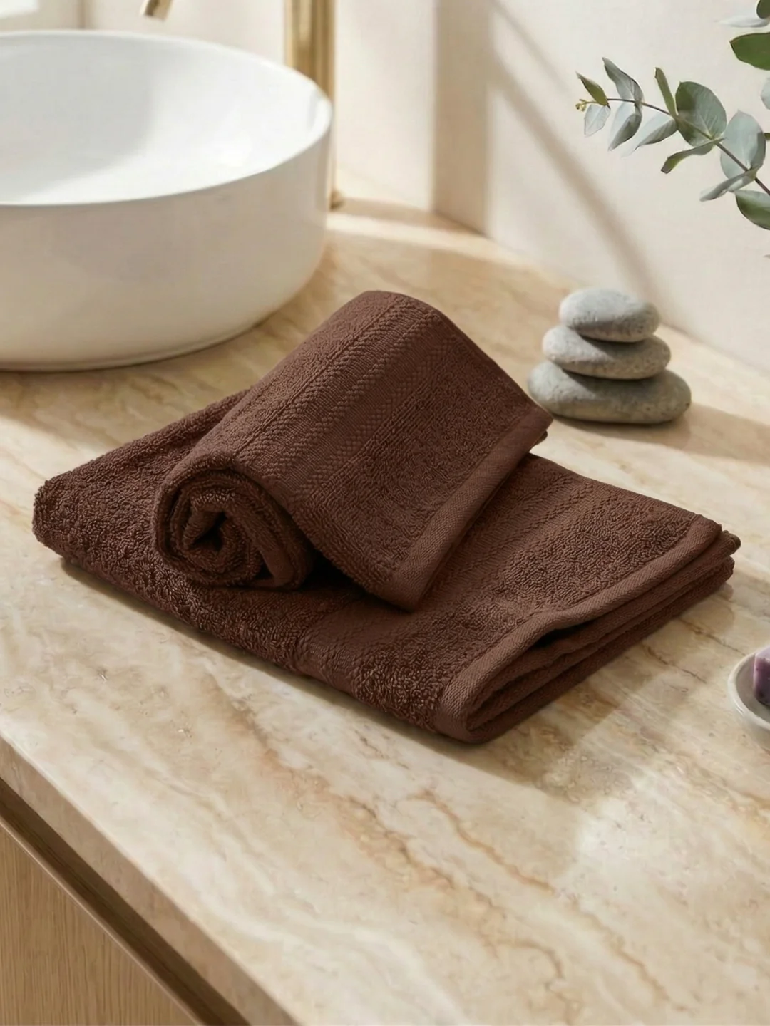 Peach Pure Cotton Solid 380 GSM Hand Towel 2 Pc Set (Jazz Collection) - Image 2