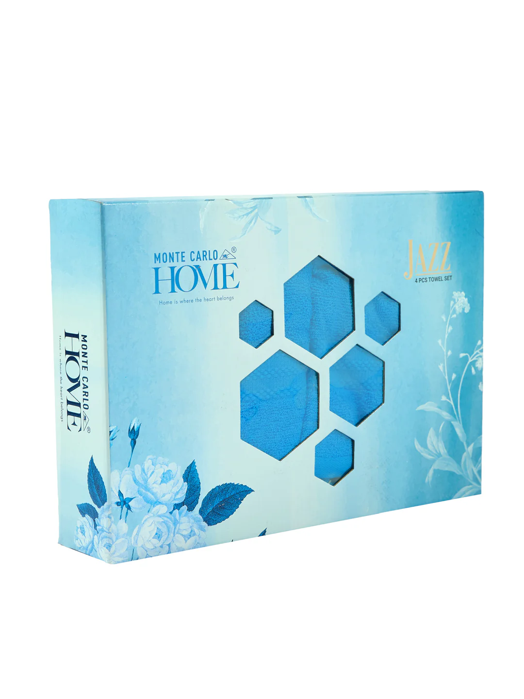 Peacock Blue 100% Cotton Solid 380 GSM Bath Towel Jazz 4 Pc Set Gifting Box Pack - Image 12