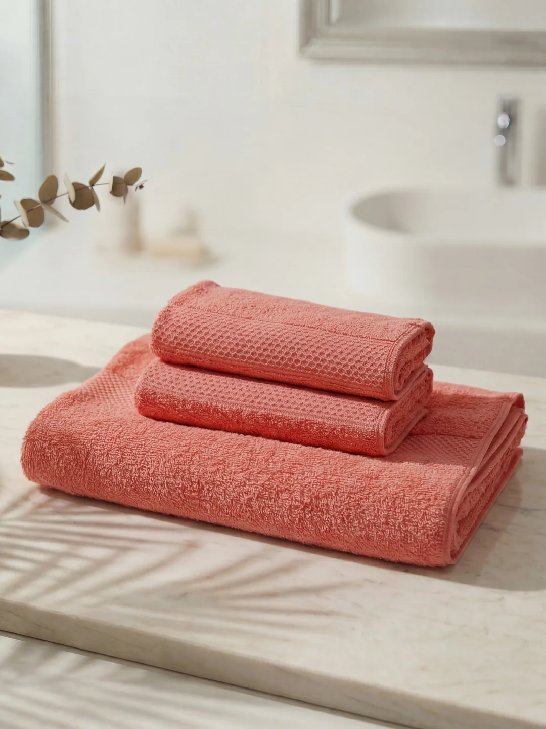 Pink 100% Cotton Solid 380 GSM Bath Towel Super Charm 3 Pc Set Gifting Box Pack - Image 3