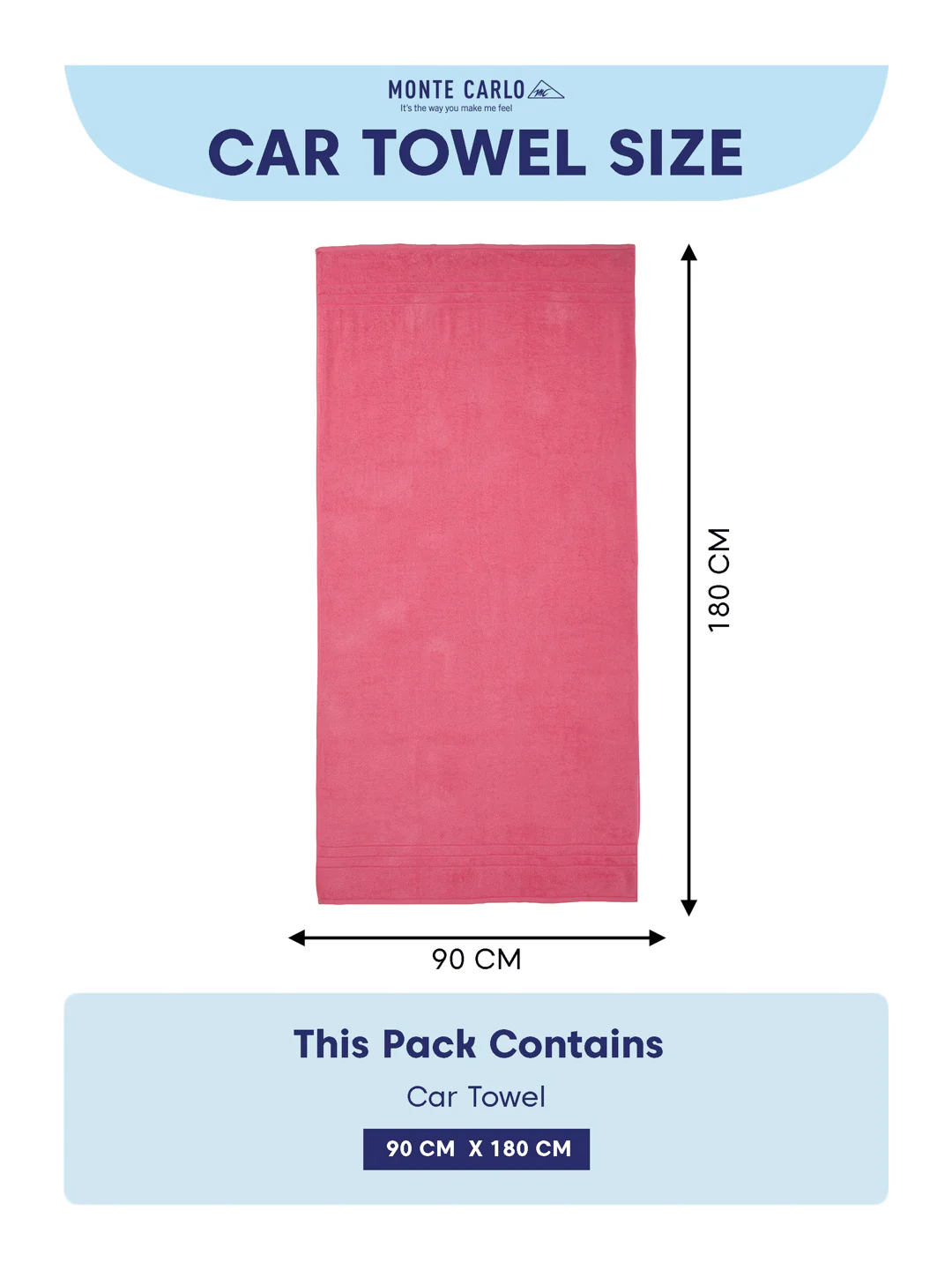 Pink Pure Cotton Solid 340 GSM Car Towel 1 Piece (Soho Collection) - Image 7