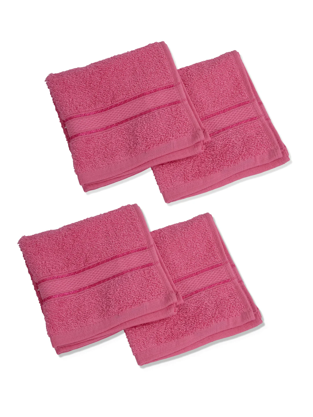 Pink Pure Cotton Solid 400 GSM Face Towel 4 Pc Set (Jasper Collection) - Image 4