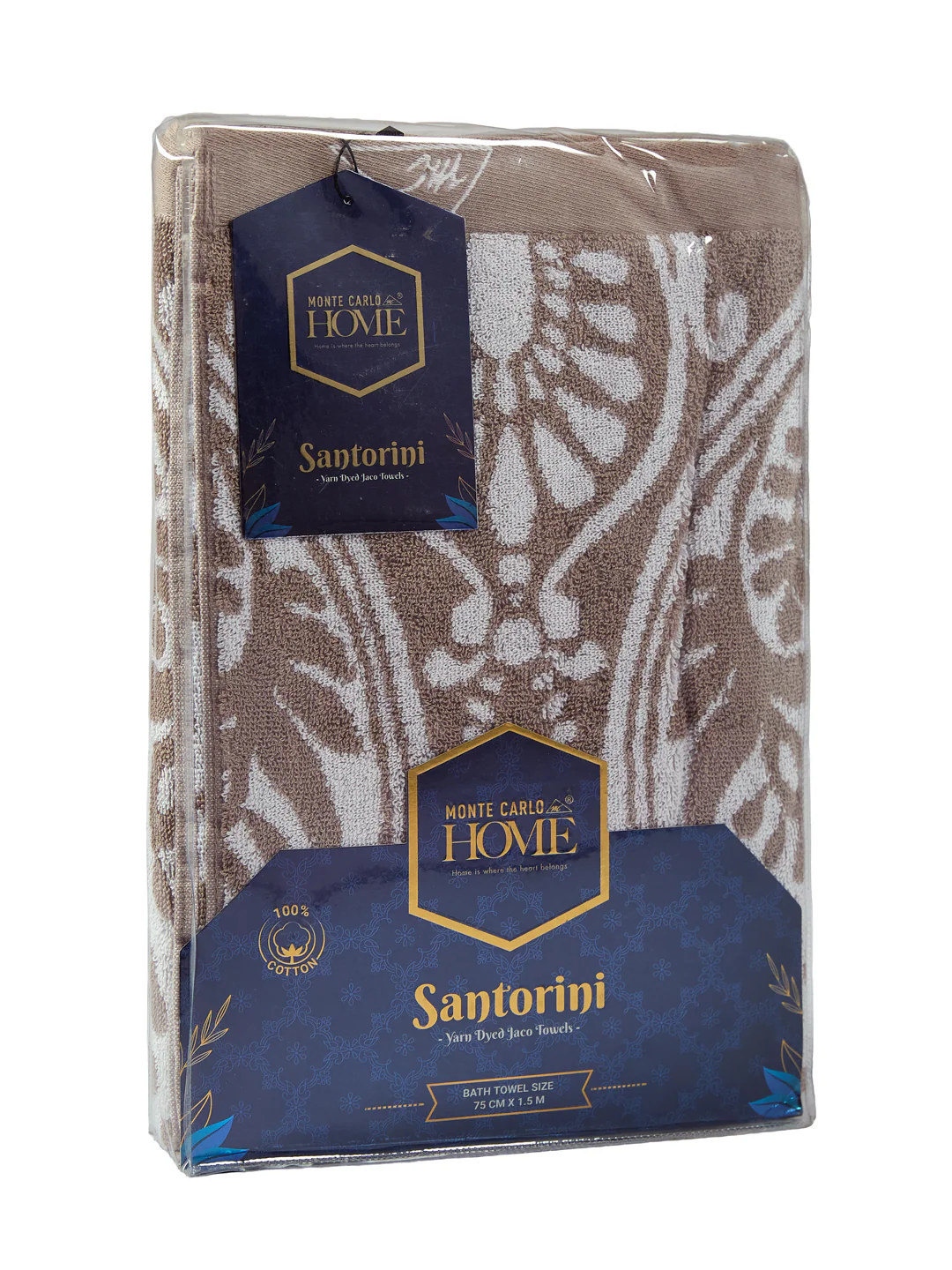 Premium Beige 100% Cotton Self Design 525 GSM Bath Towel Santorini 1 Pc Pvc Pack - Image 9