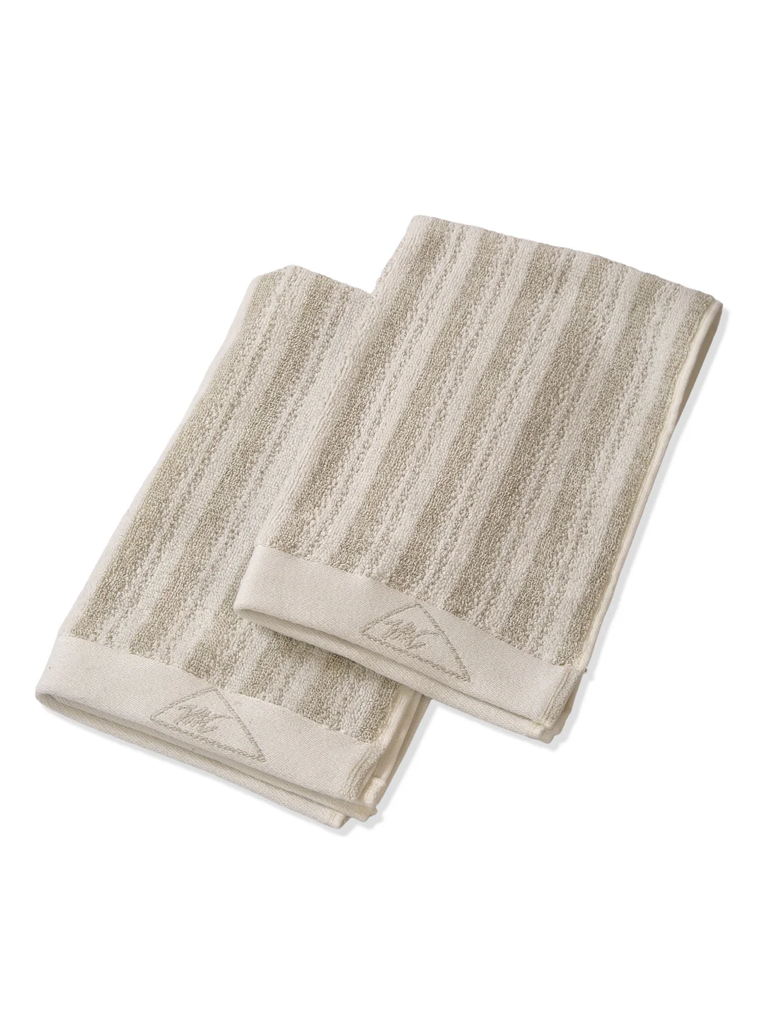 Premium Beige & White Pure Cotton Self Design 500 GSM Hand Towel 2 Pc Set (Green Weave Collection) - Image 6