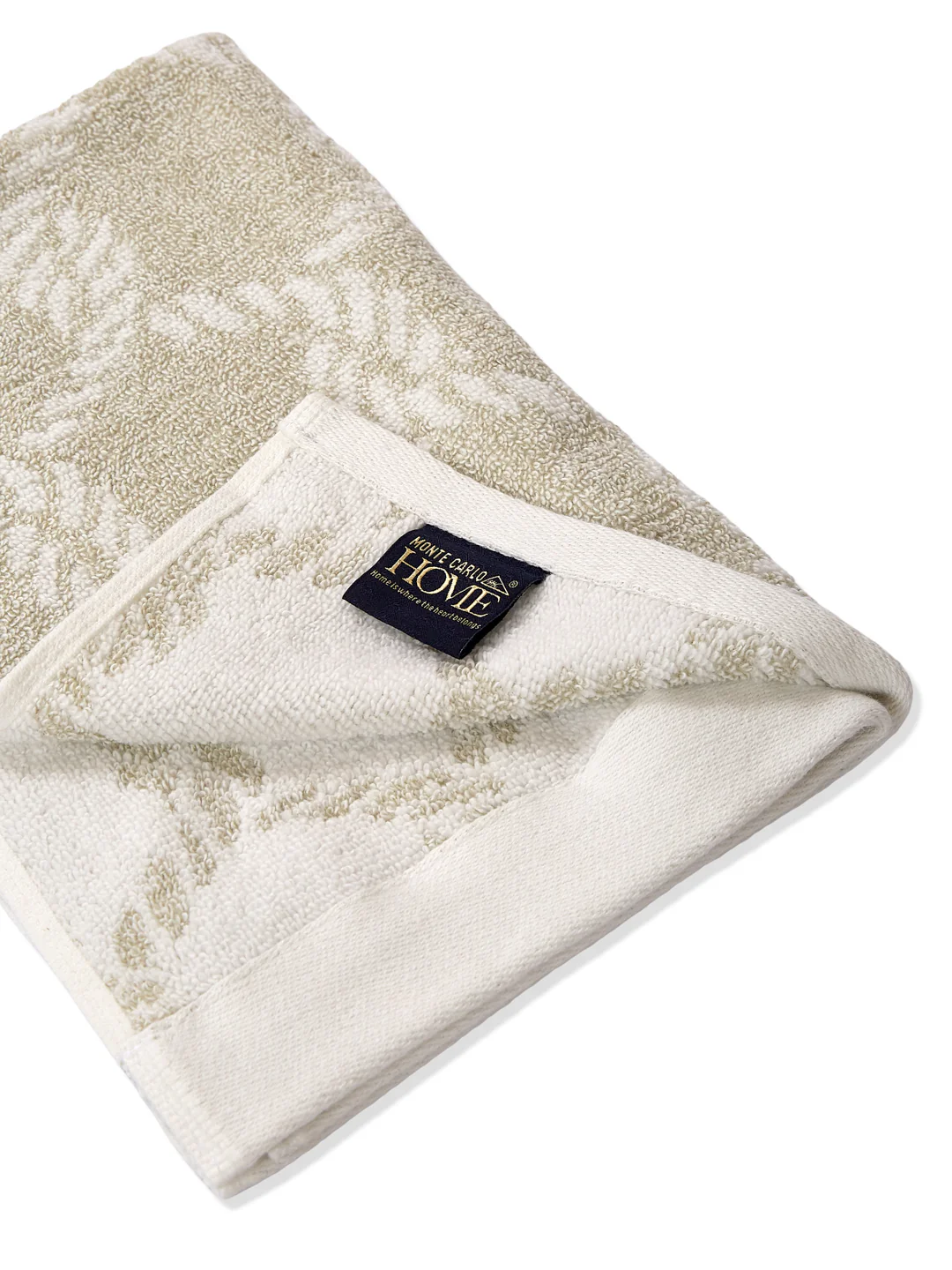 Premium Beige & White Pure Cotton Self Design 500 GSM Hand Towel 2 Pc Set (Green Weave Collection) - Image 7