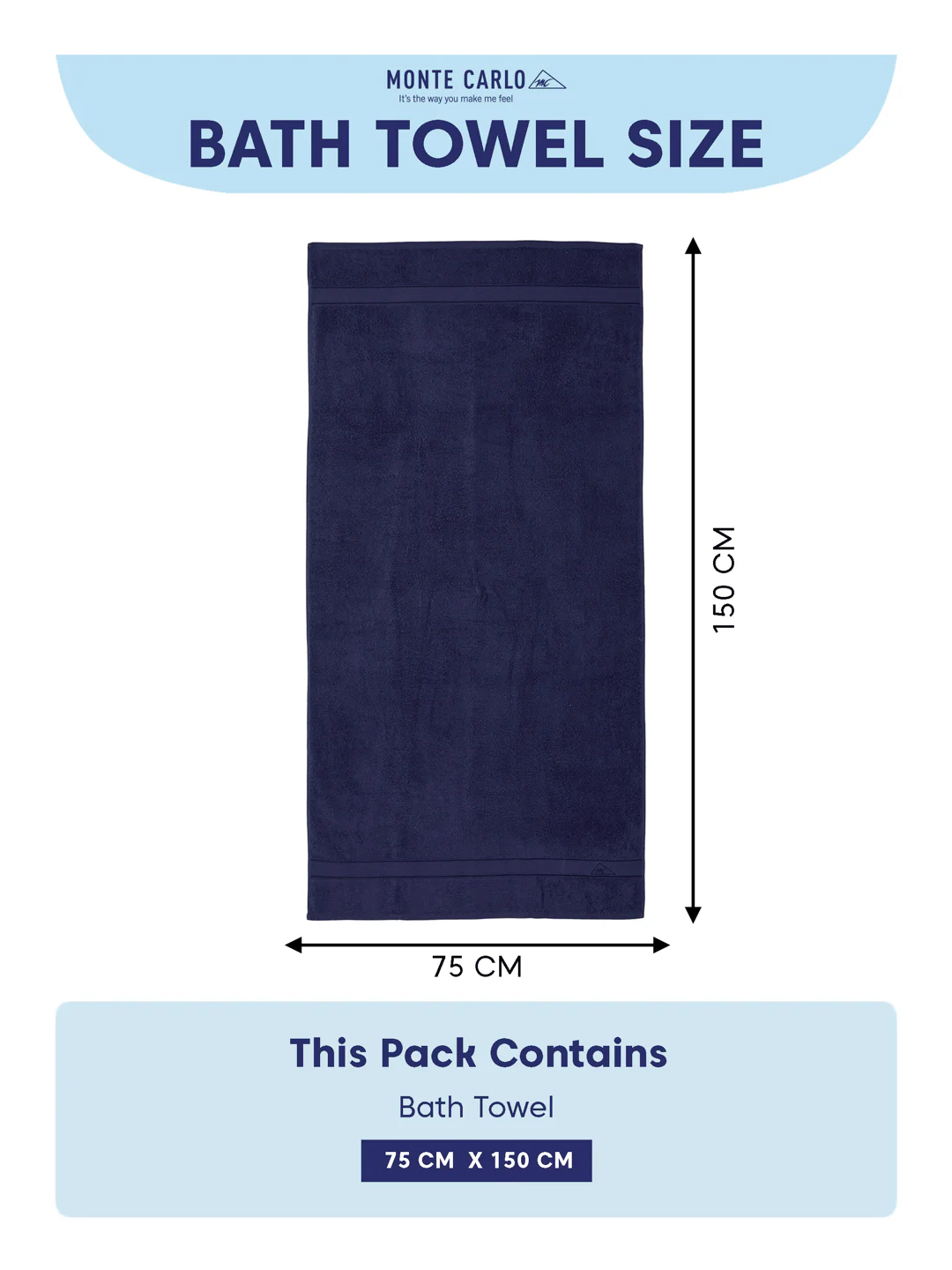 Premium Blue 100% Cotton Solid 525 GSM Bath Towel Iris 1 Pc Pvc Pack - Image 8