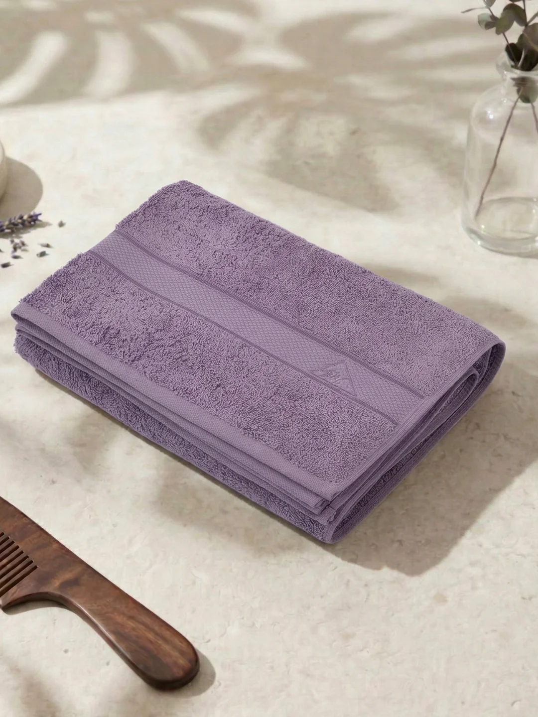 Premium Blue 100% Cotton Solid 525 GSM Bath Towel Iris 1 Pc Pvc Pack - Image 2