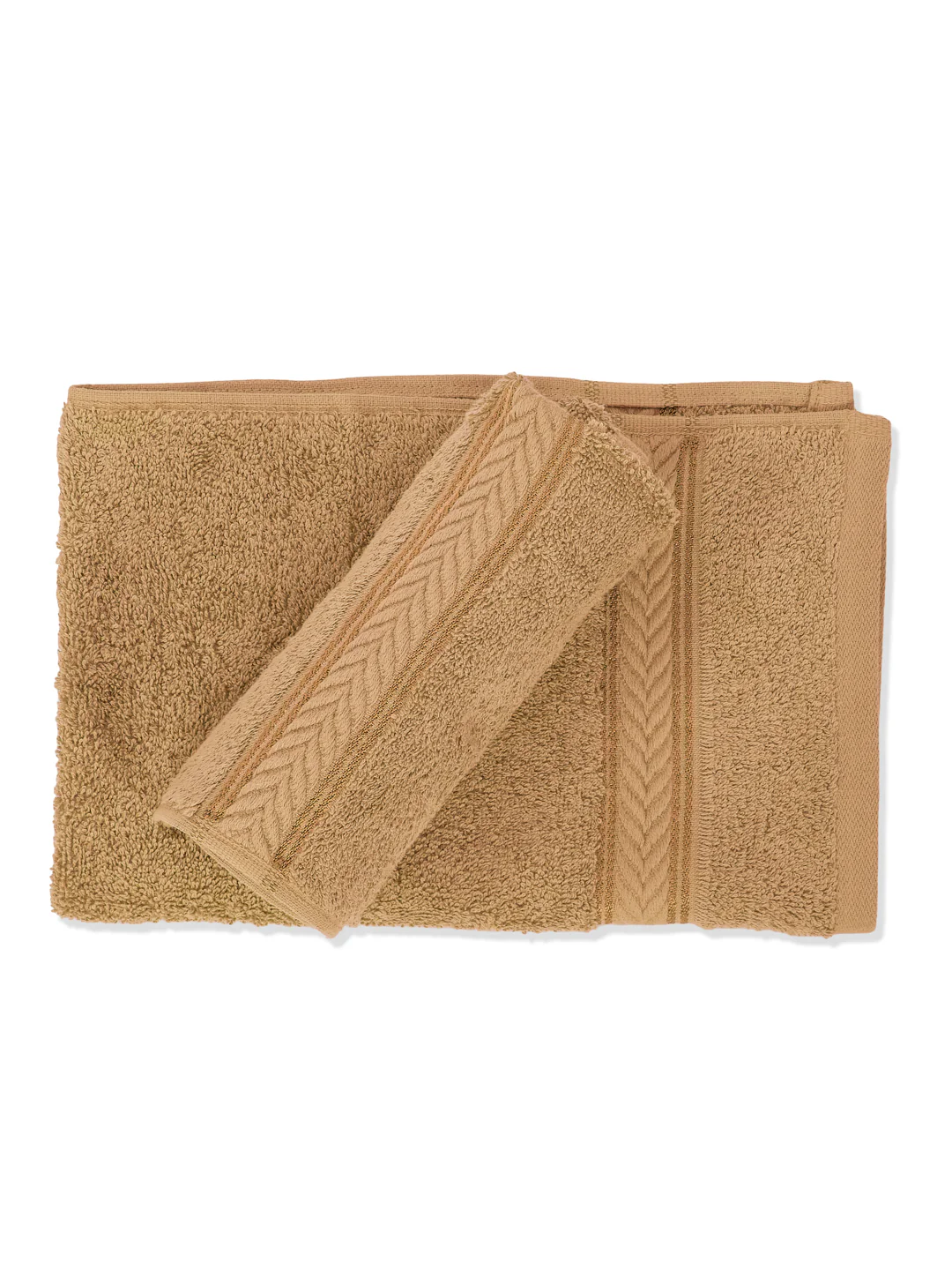 Premium Camel Brown 100% Cotton Solid 525 GSM Hand Towel Amber 2 Pc Set Pvc Pack - Image 4
