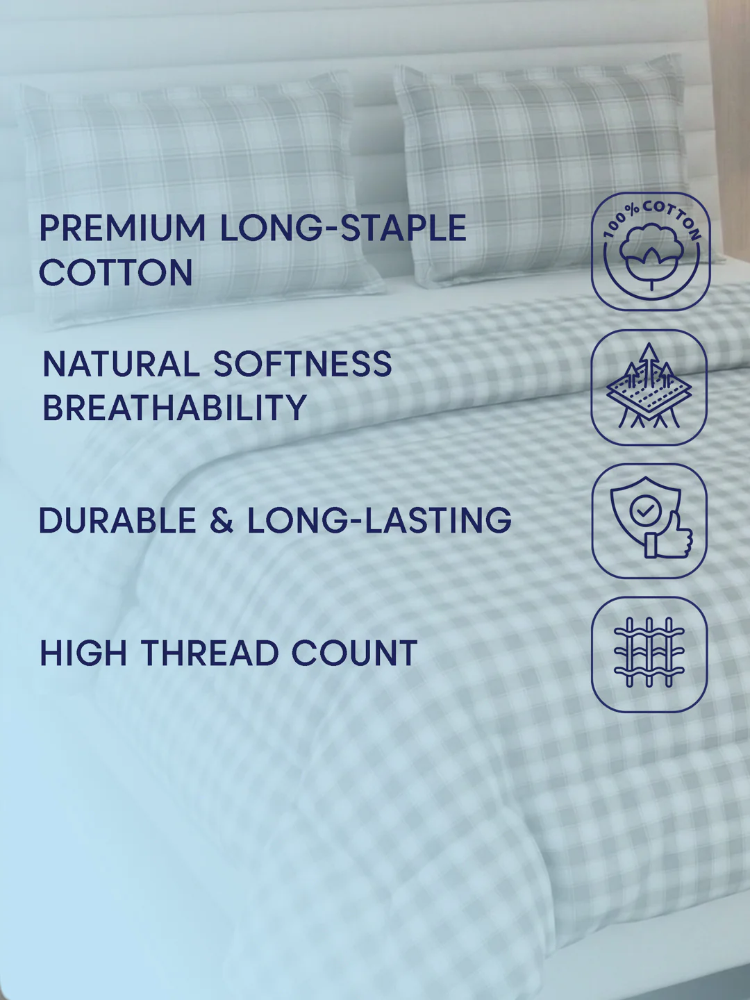 Premium Checked Double Bed 3 Ply 100 GSM Comforter Classique Warm Hug Collection Weight 2.5 kg - Image 12